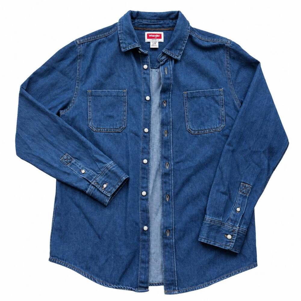 Wrangler Western Denim Shirt Cowboy Ranch Workwear Americana Boys XL Women’s Sma